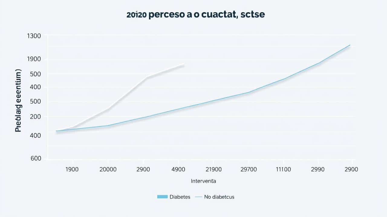 Gráfico profissional mostrando tendências visuais de perda de peso para grupos diabéticos e não diabéticos com pílula Rybelsus.