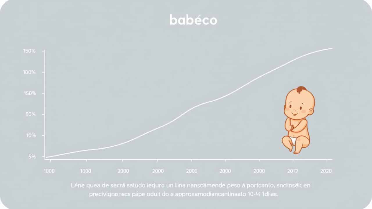 Gráfico visual do percurso de peso do bebê, com queda inicial e recuperação gradual.