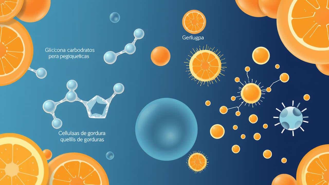 Ilustração da mudança metabólica do corpo para queima de gordura na dieta cetogênica.