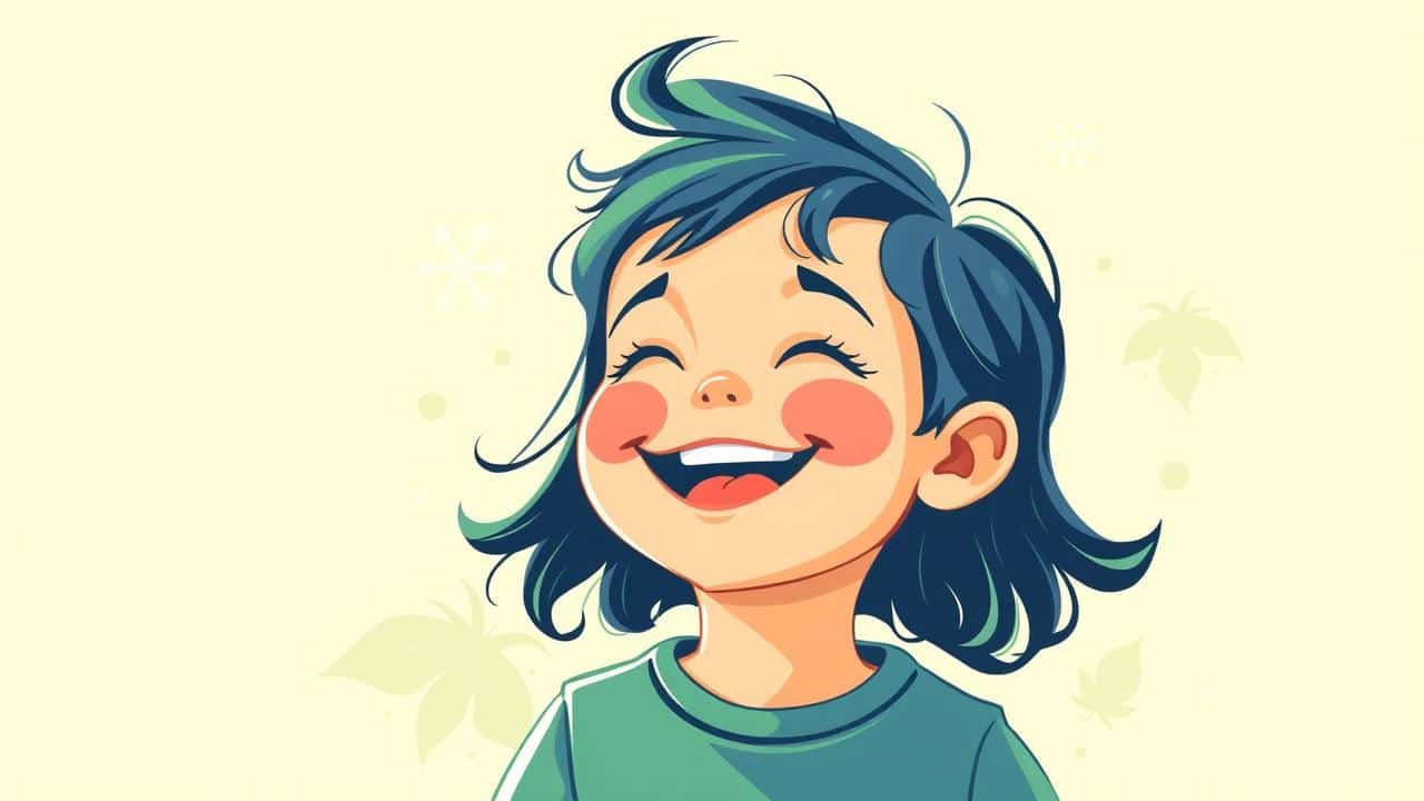 Ilustração de criança feliz com aura protetora simbolizando imunidade forte.