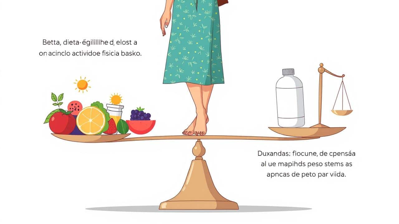 Ilustração do efeito rebote, mostrando a importância da dieta e exercício para a manutenção do peso.