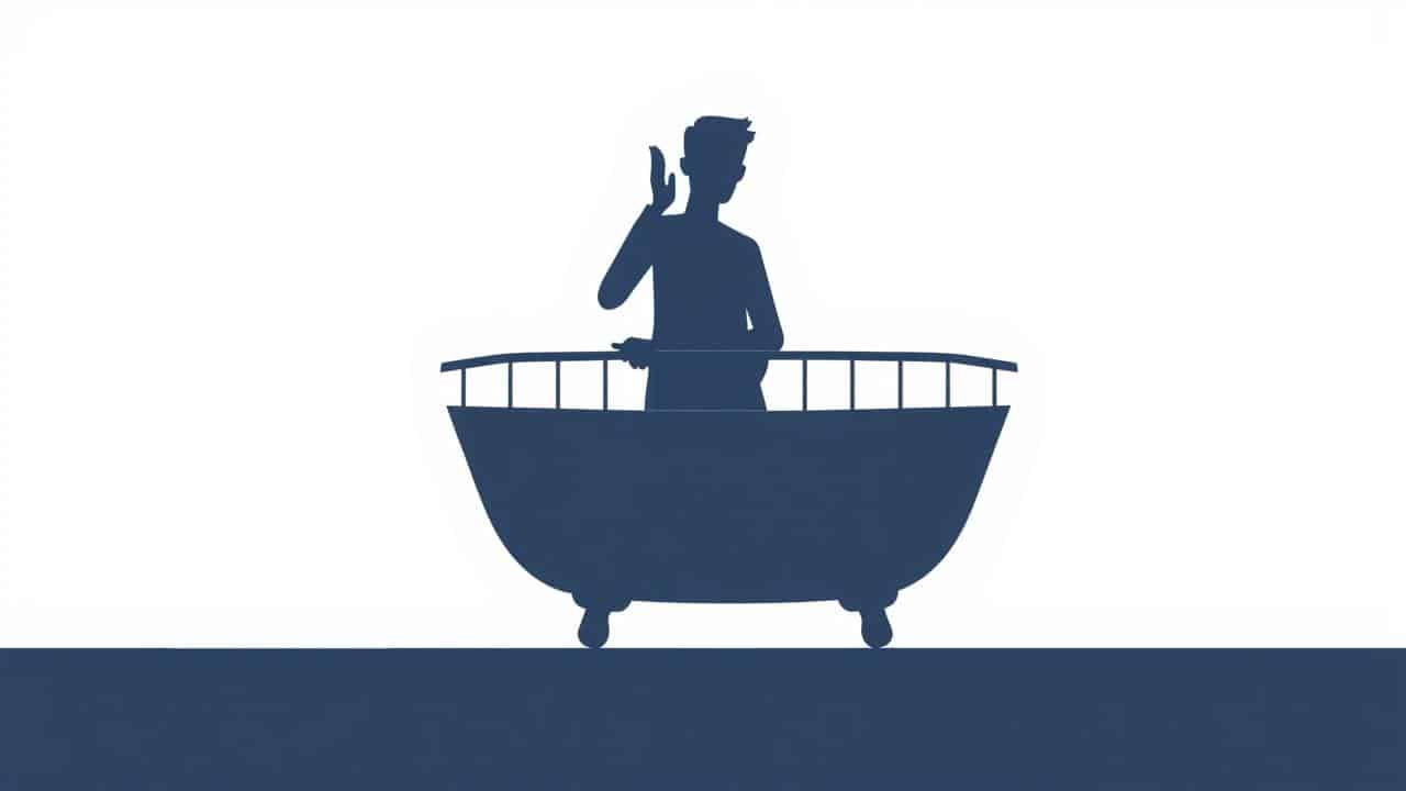 Ilustração minimalista de uma balança com uma seta para baixo e um ponto de interrogação, representando perda de peso inexplicável.