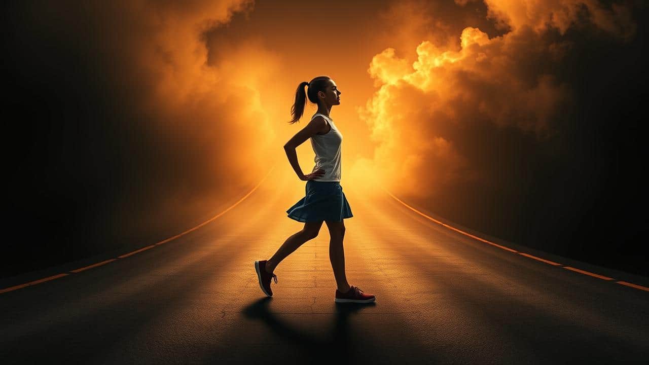 Imagem conceitual de pessoa em encruzilhada, simbolizando escolhas inteligentes e disciplina na dieta low carb, com elementos de variabilidade biológica.
