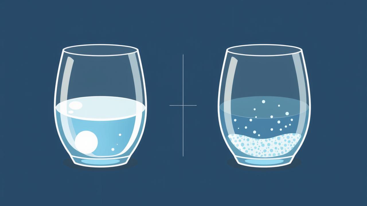 Ilustração conceitual de dois recipientes, um com substância pura e outro com impurezas, destacando o contraste.