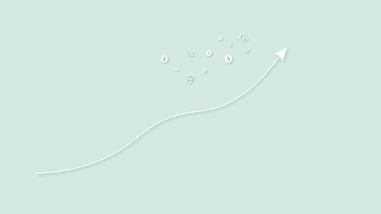 Ilustração vetorial de uma linha do tempo com uma curva descendente, simbolizando a queda de preços futuros.