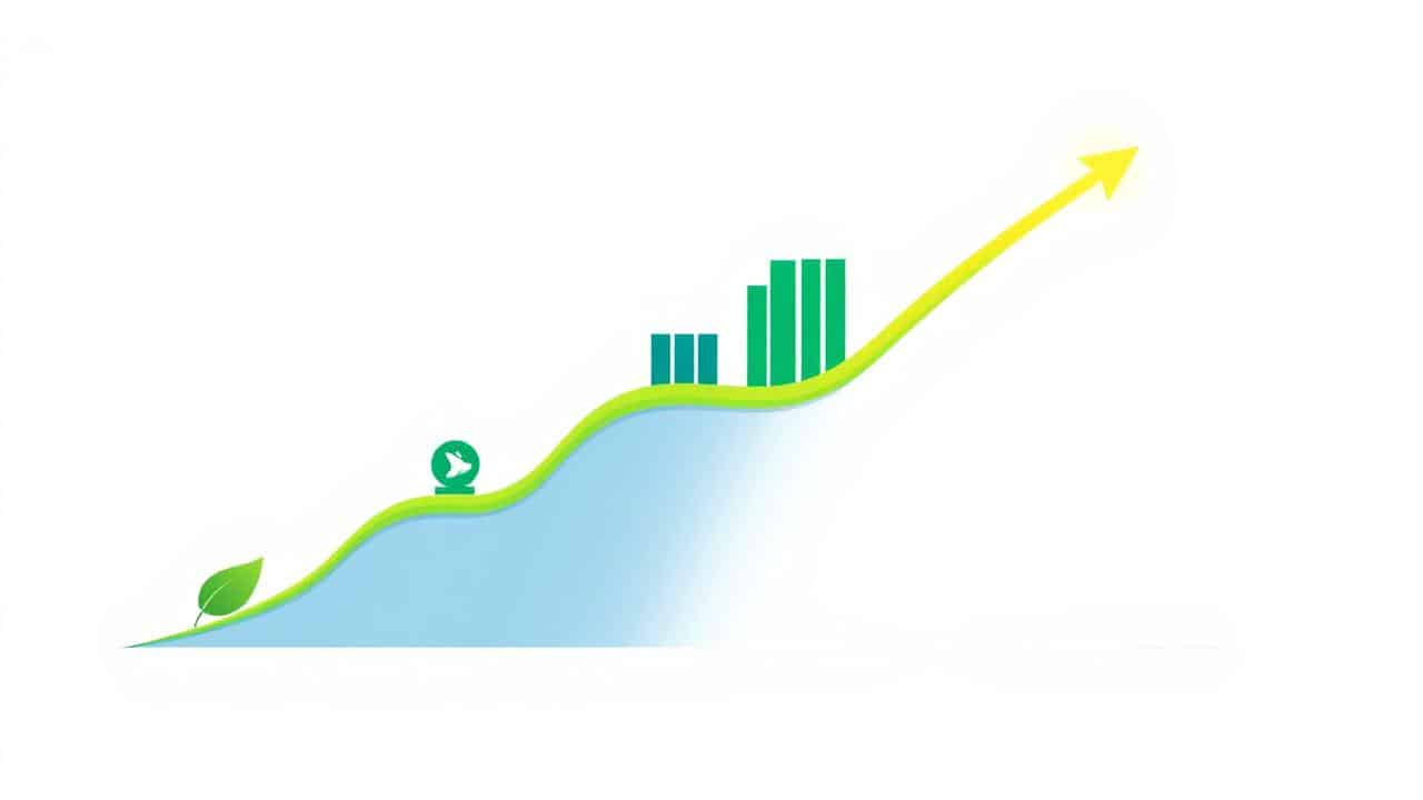 Ilustração conceitual do retorno do investimento em saúde mental corporativa, mostrando crescimento e produtividade.