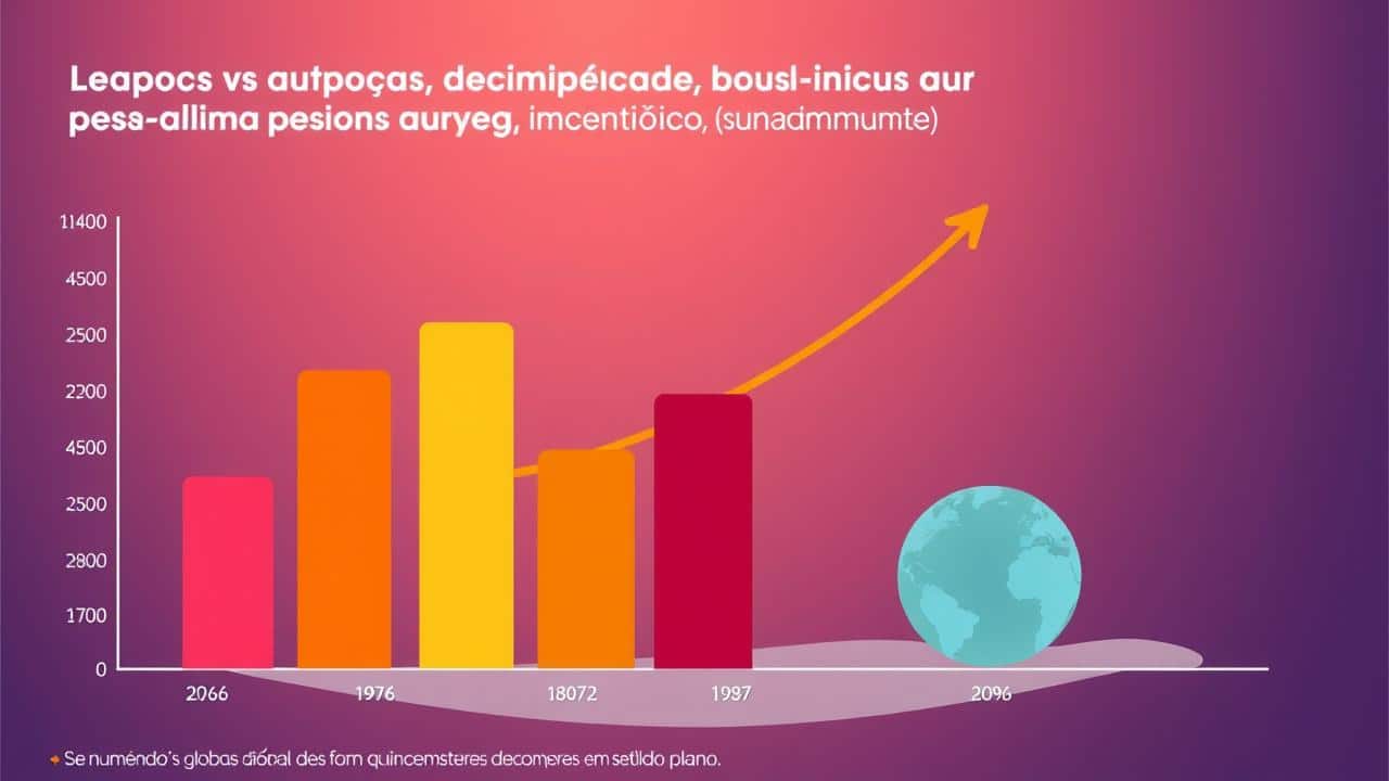 Ilustração infográfica abstrata mostrando o aumento global da prevalência de doenças autoimunes.