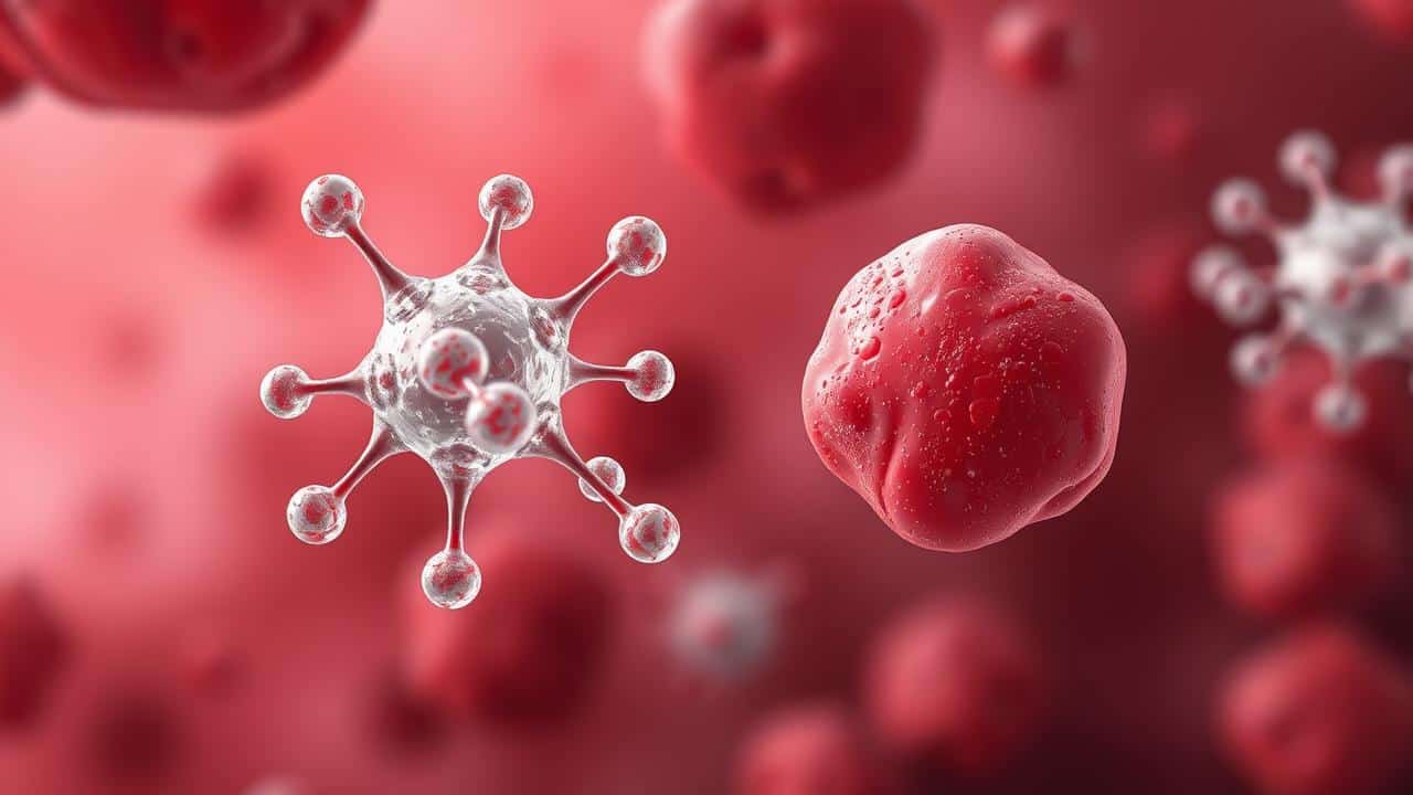 Ilustração molecular de triglicerídeos e colesterol no sangue, destacando a função de energia.