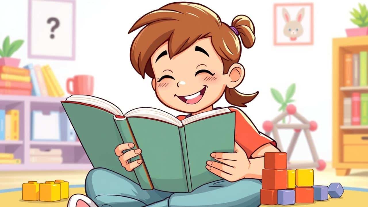 Ilustração positiva de uma criança confiante e empoderada, engajada em uma atividade, simbolizando o apoio no TDAH.
