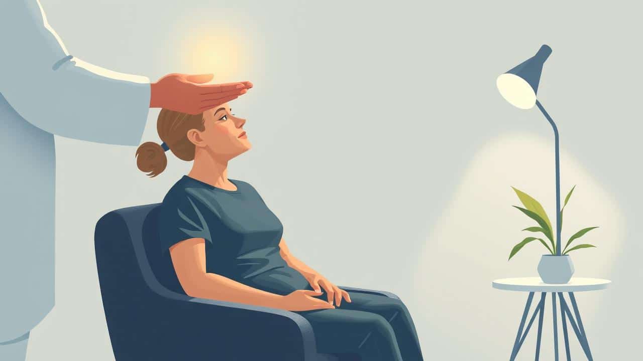 Ilustração simbólica de um adulto recebendo apoio e clareza através do diagnóstico de TDAH.