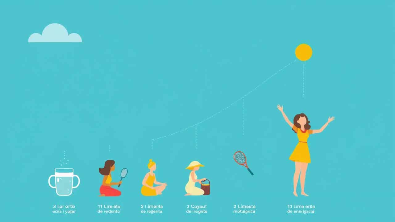 Infográfico visual de pequenas ações diárias transformando-se em bem-estar.