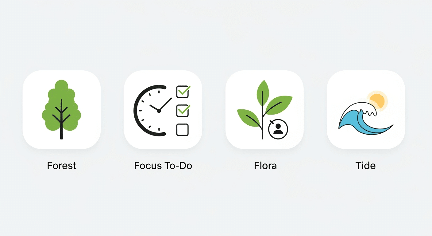Comparativo visual de aplicativos de foco