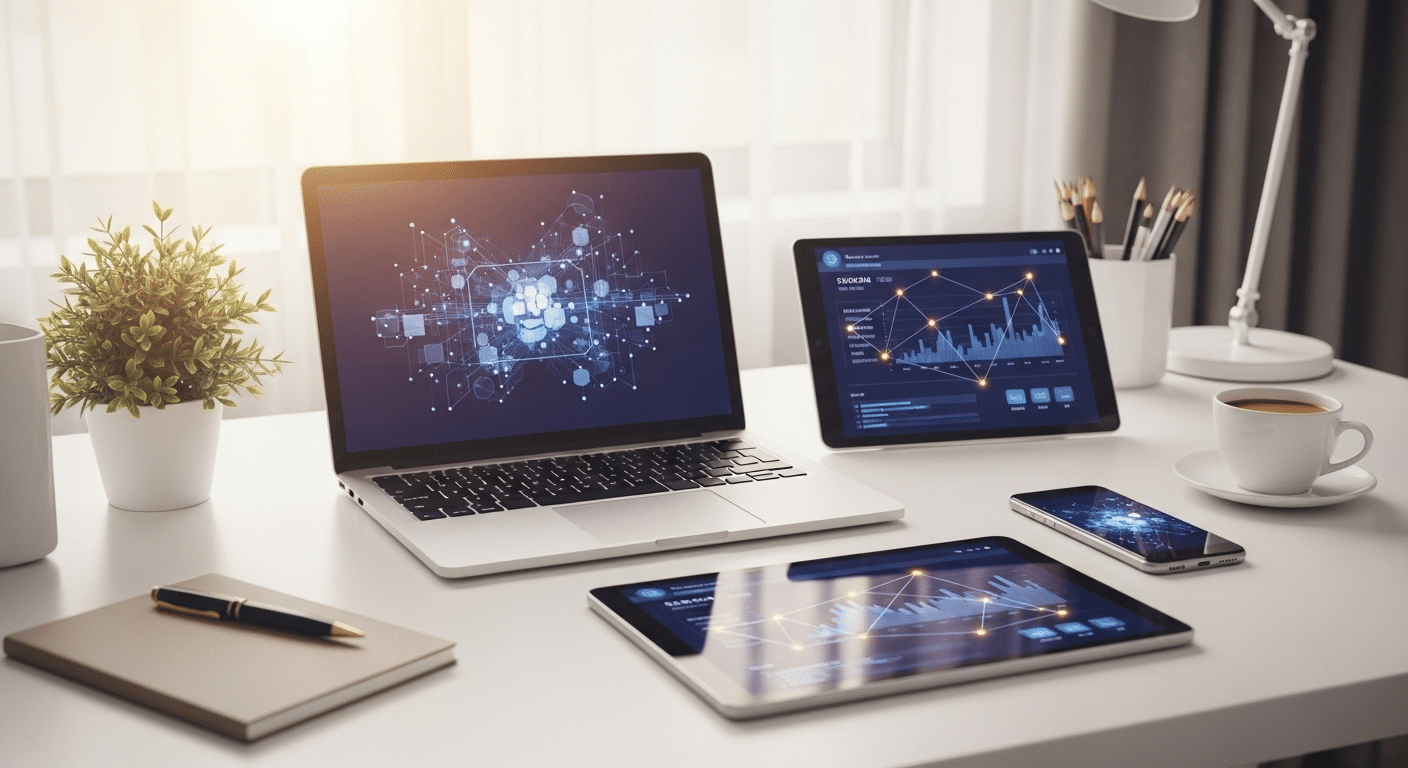 Espaço de trabalho moderno com integração digital