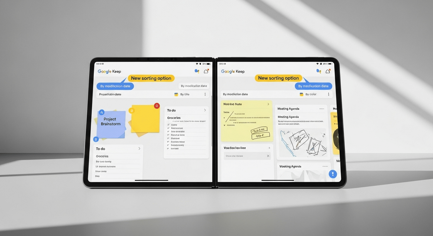 Google Keep otimizado para tablets e dispositivos dobráveis, com visualização de múltiplas instâncias