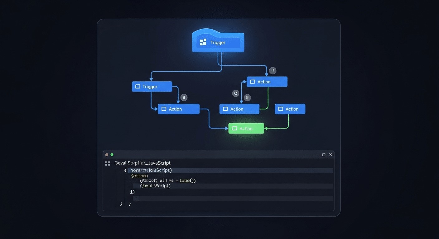 Interface do IFTTT Pro, exibindo opções para adicionar múltiplas ações e um editor de código para 'Filter Code'.