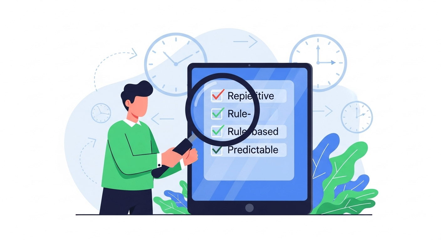 Pessoa analisando uma lista de tarefas para identificar oportunidades de automação
