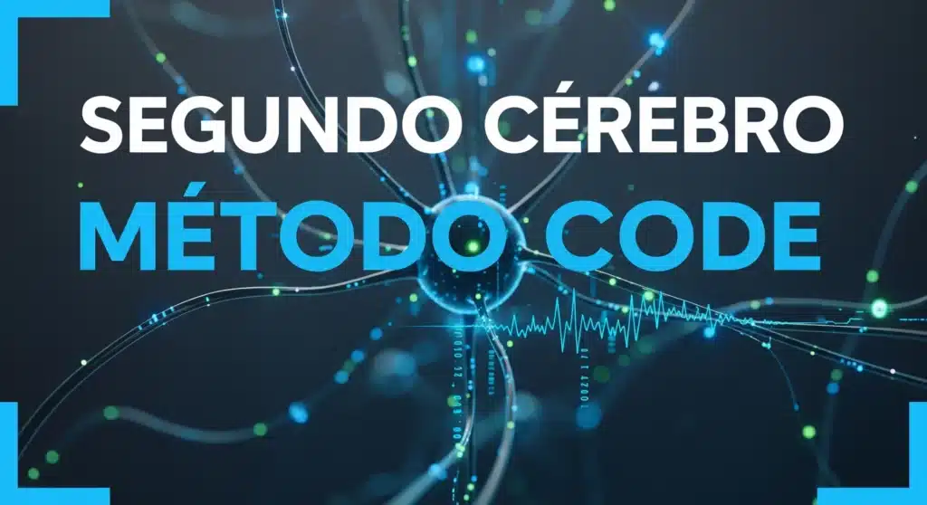 Thumbnail com texto "SEGUNDO CÉREBRO MÉTODO CODE" sobre fundo com nós conectados em rede neural tecnológica