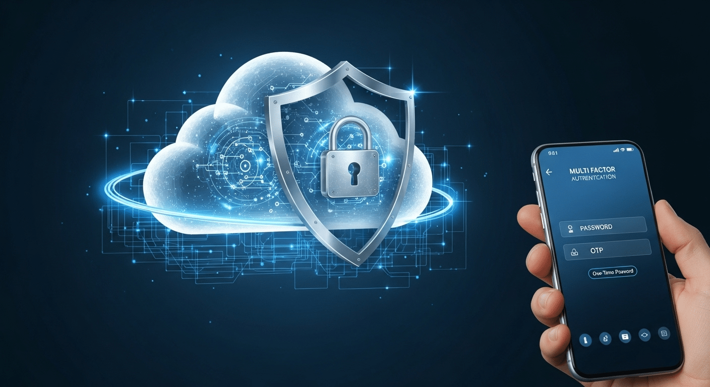 Exemplo de tela de configurações de segurança de um aplicativo de nuvem, destacando opções como criptografia e autenticação multifator