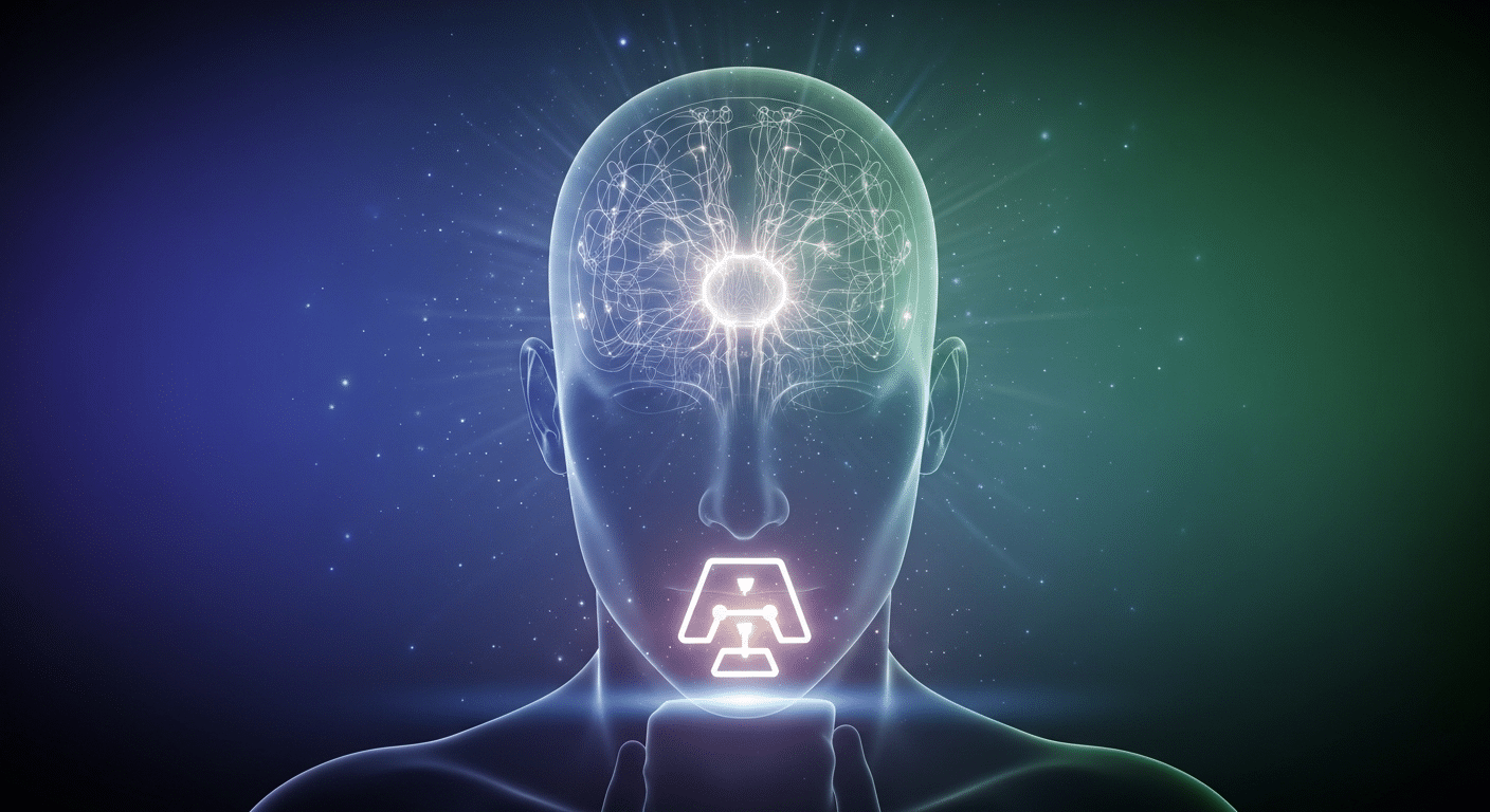 Ilustração abstrata do cérebro com conexões neurais iluminadas, representando o foco e a plasticidade neural durante o Deep Work.