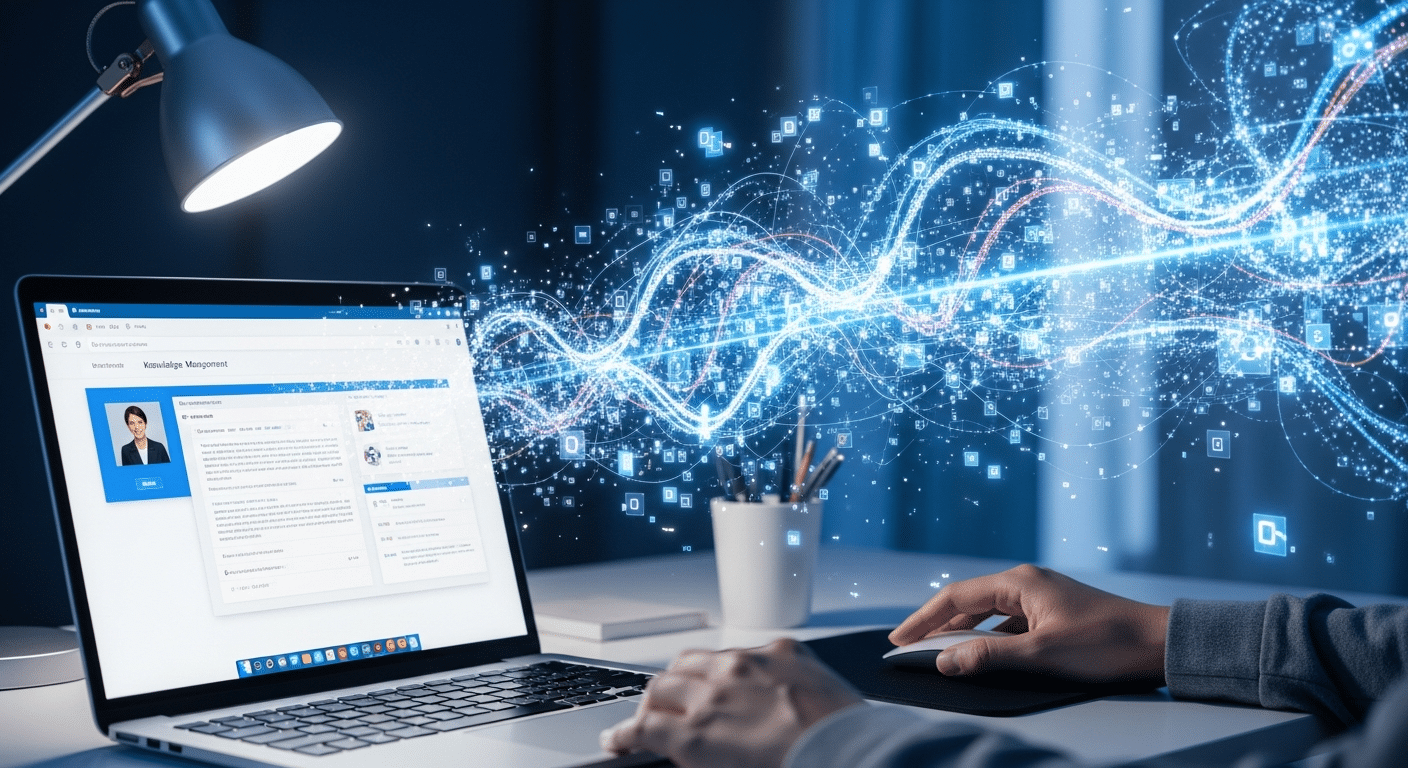 Pessoa organizando informações em um ambiente digital, simbolizando a gestão da memória digital.