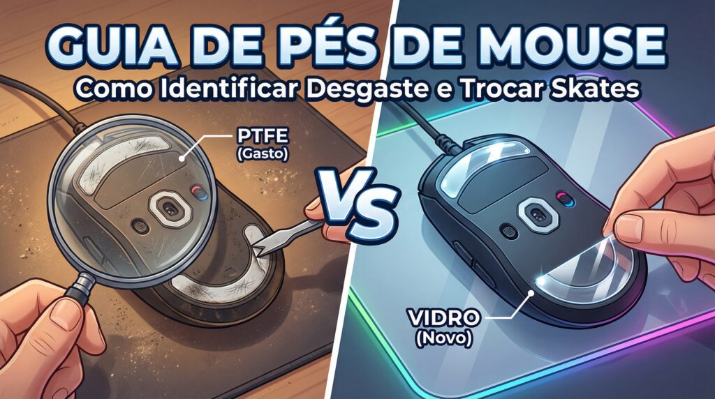Guia de Mouse Feet: Como Identificar Desgaste e Trocar Skates (PTFE vs Vidro)
