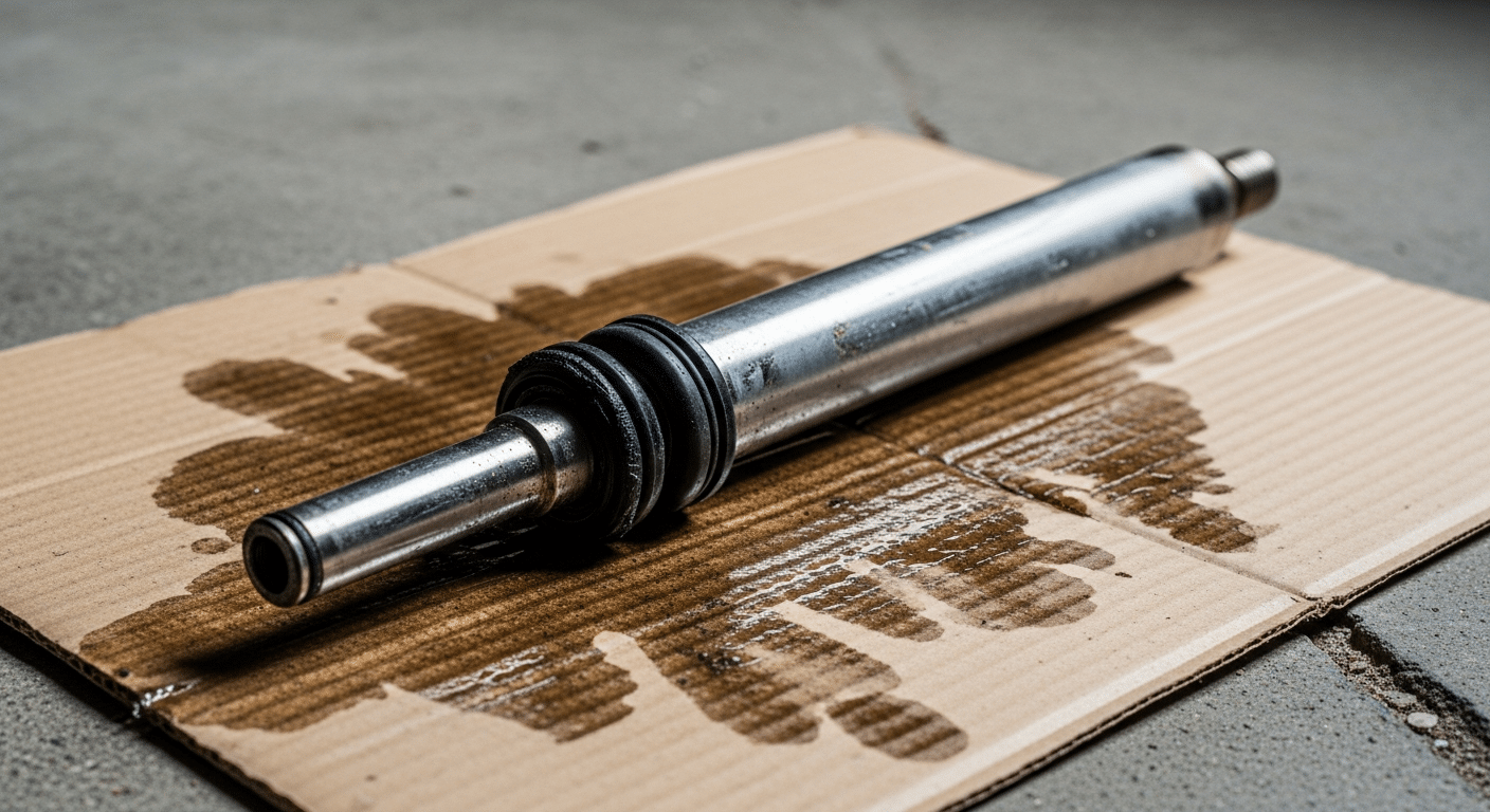 Cadeira Descendo Sozinha: O Truque do Cano PVC Funciona ou Compensa Trocar o Pistão? 11 Diagrama ilustrativo mostrando o interior de um pistão a gás de cadeira de escritório com destaque para as vedações desgastadas