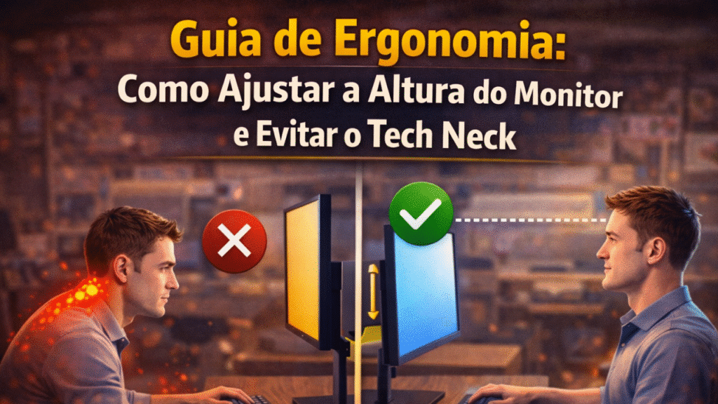 Guia de Ergonomia: Como Ajustar a Altura do Monitor e Evitar o Tech Neck